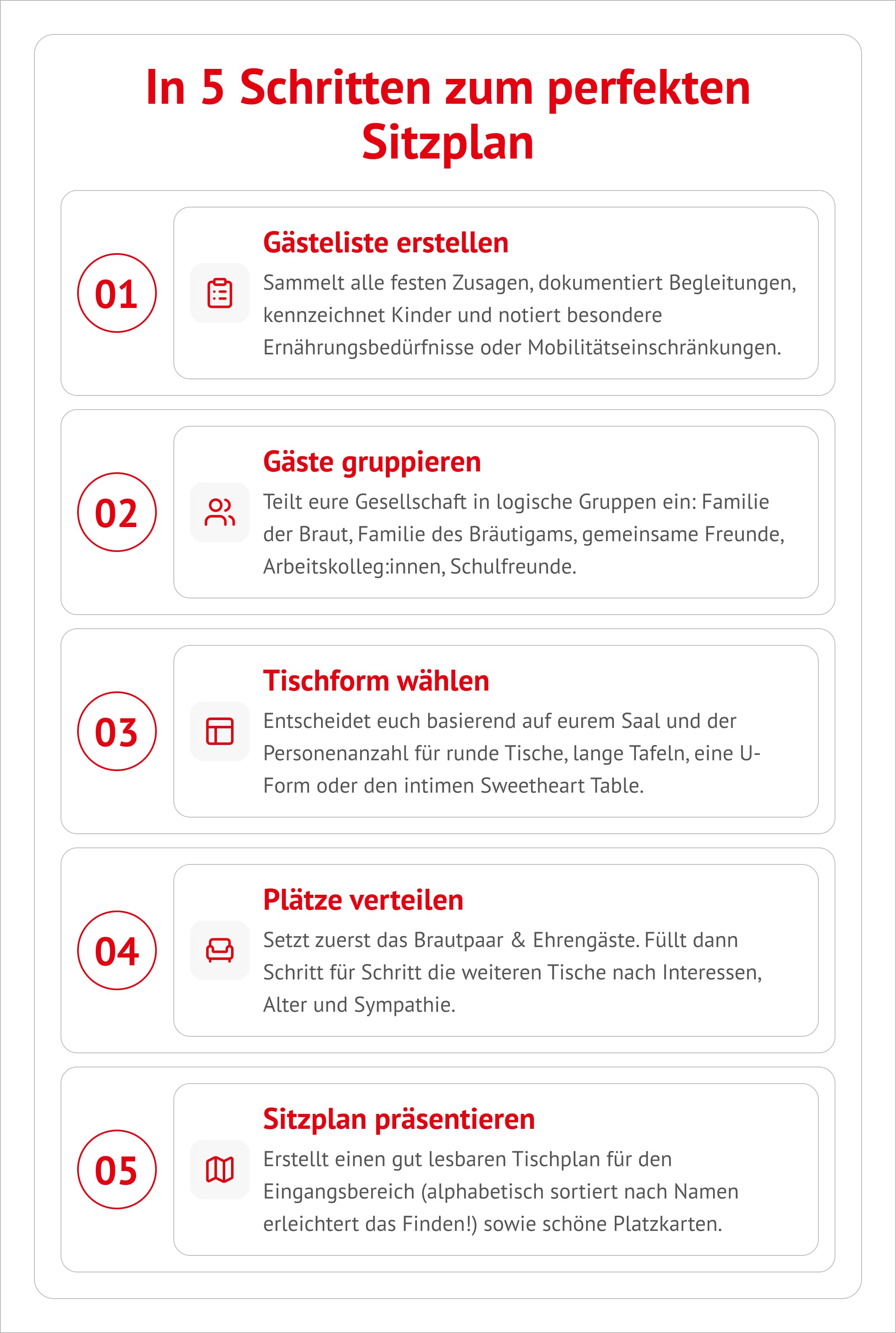 5 Schritte zum Sitzplan auf einer Hochzeit