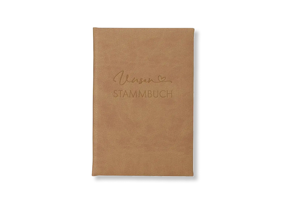 braunes Lederstammbuch mit Prägung